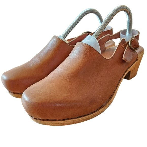 Dansko Shoes - Dansko Leather Slingback Strap Clog Shoes Brown Size 39.